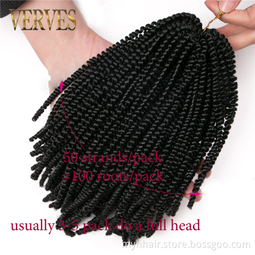 Brown 8 inch 50 strands/pack black Synthetic curly Crochet Hair Extension For African Braids Nubian Twist Crochet Braids